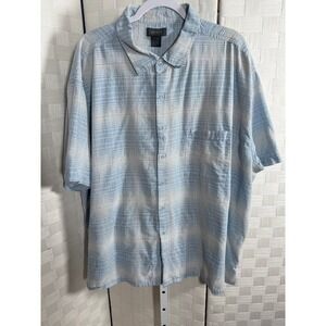 Bruno Mens 4XBIG Blue White Plaid Short Sleeve Button Up Shirt Big Tall